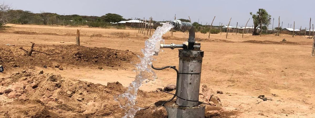 Solar-powered borehole pumping system at Merti Town